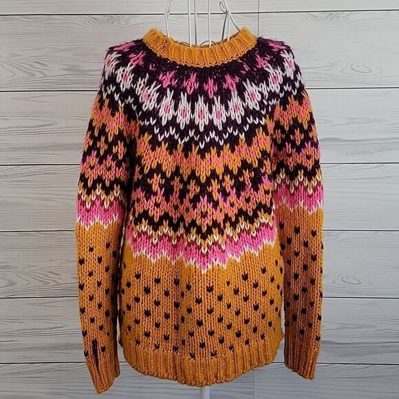 Forever 21 crewneck sweater chunky knit - mustard yellow Women's Size S - Picture 6 of 11
